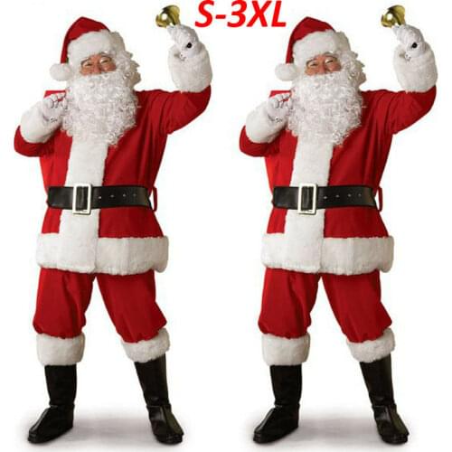 Christmas Santa Claus Costume Cosplay Santa Claus Clothes Fancy Dress In Christmas Men 5pcs/lot Costume Suit For Adults