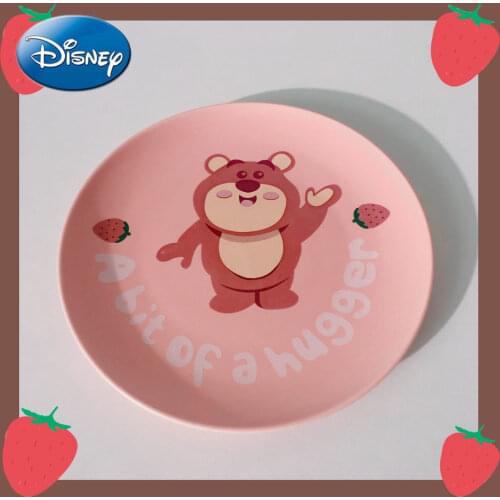 Disney Strawberry Bear Plate Cute Cartoon Funny Snack Plate Pink Placing Plate Hanging Plate Tableware