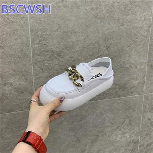 Summer Platform Slipper For Women Shoes Fashion Flip Flop Muller Shoes Personalized Design Chain Decoration Sandals Slides