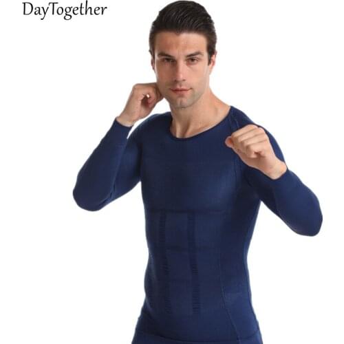 010 seam upgrade men long sleeve garment factory supply corset belly in warm cross-border beautiful body underwear