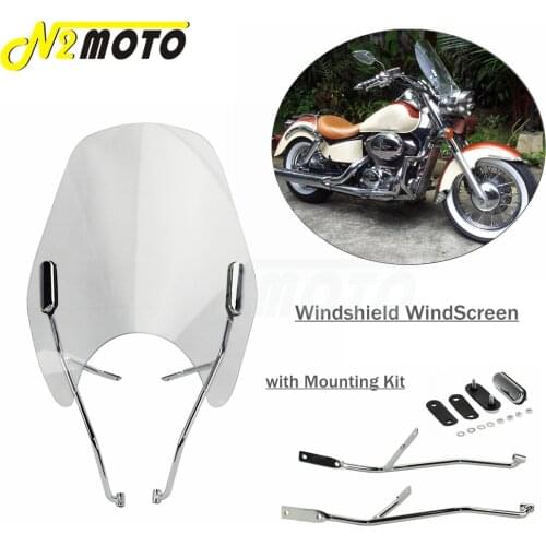Motorcycle Transparent WindScreen Windshield For Honda Shadow 750 VT750 1998-2003 Air Deflector Wind Screen w/ Mounting Kit