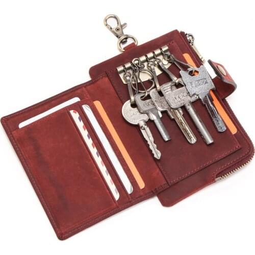 Vintage Key Case Men Wallet Small Money Bag for Men Cow Leather Purse Hasp RFID Male Wallets Short Men Coin Purse Clutch Wallet