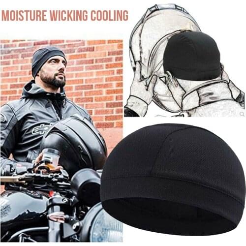 Moisture Wicking Cooling Skull Cap Helmet Liner Beanie Bald Caps Dome Cap Dries Quickly Cycling Black Hat
