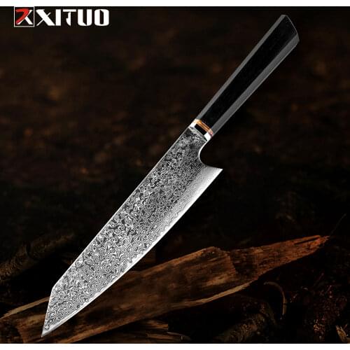 XITUO Chef Knife 67 Layer Damascus Steel Sharp Cleaver Slicing Kiritsuke Gyuto Black High-end Exquisite Gift Knife With Cover