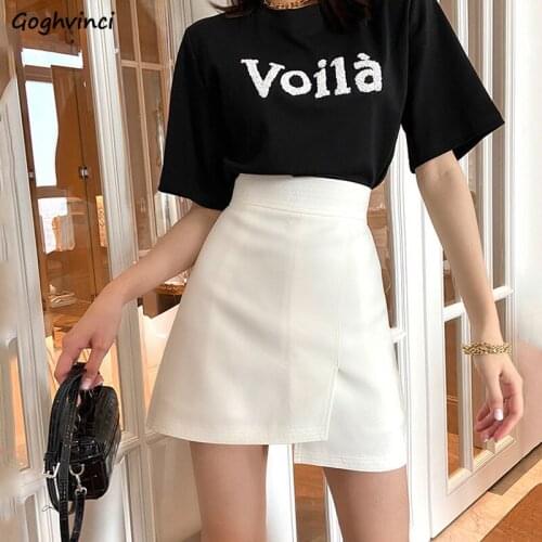 Skirts Women Solid Irregular Zipper High-waist A-line Hip-skirt Korean-style Slim Womens Elegant Simple All-match 4-color Chic