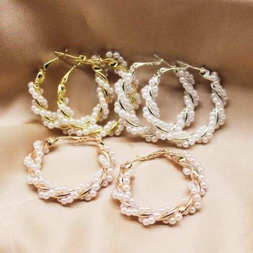 Zerong 2020 New Fashion S925needles Silver rose gold Plated C Shaped Pearl copper Earrings for Women Accessory Jewelry