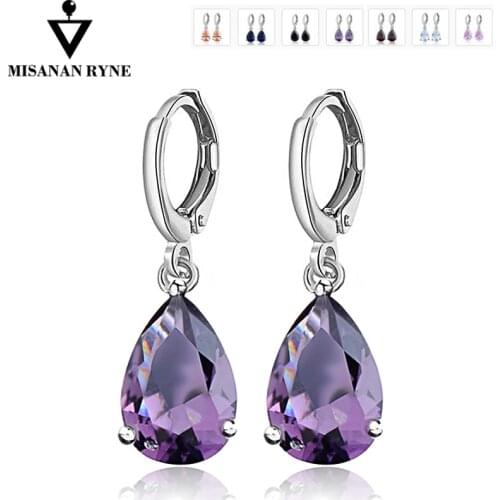 MISANANRYNE Waterdrop CZ Zircon Jewelry Long Silver-Color Dangle Earrings Brincos Pendiente For Women Gifts boucle d'oreille