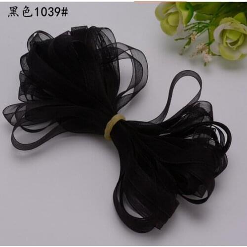 10mm 10meters Black Organza (Chiffon Ribbon) Decorative Gift Packing Wedding Crafts Christmas Gift Wrap Handmade DIY Material