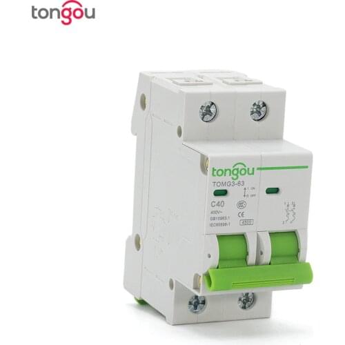 2 Pole 40A MCB Miniature Circuit Breaker C Type AC 110V/230V/400V Household TOMG3-63