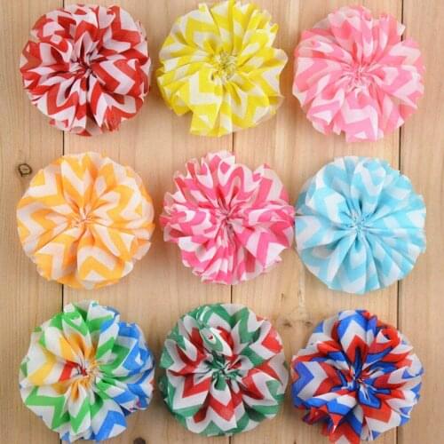 200pcs/lot New Unfinished Chevron Ballerina Flowers Chiffon Flower For Headband 13 Colors FH42