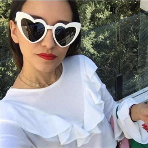 2018 New Fashion Heart Shaped Sunglasses Women brand designer Plastic Reflective Sun Glasses UV400 Lady Cute Sun Glasses ZA-32