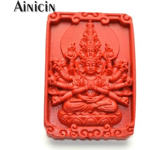 45x65mm Thousand-Hand Kwan-yin Pendant Cinnabar Gunyin Buddha For Men and Women Jewelry 10pcs/lot