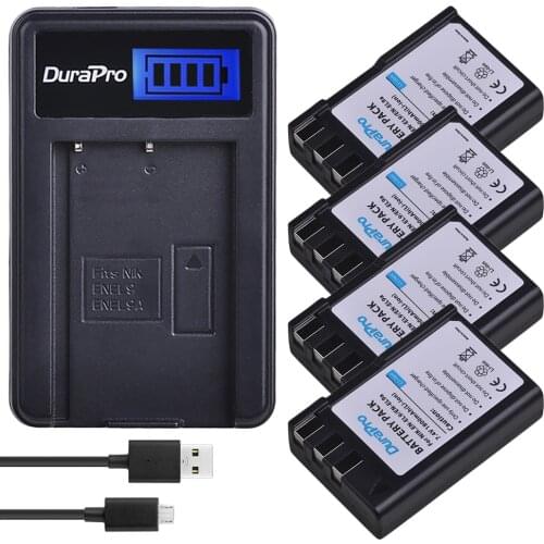 Durapro 4pc 1800mAh EN-EL9 EN EL9 ENEL9 Rechargeable Camera Battery + LCD USB Charger For Nikon D40 D40X D60 D3000 D5000 Camera