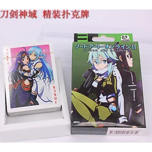 Anime Sword Art Online Poker Kazuto Kirito Asuna Yui Toy SAO Charactor Playing Game Card Deck 54 Card in Pack
