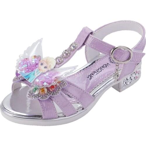 Disney Girls Sandals New Summer Princess Childrens Sandals Rhinestone Soft Sole Korean frozen elsa baby Shoes