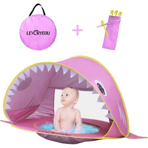 Baby Beach Tent Sun Awning Play Game Activity Toy Tents Portable Foldable UV-protecting Sunshelter with Pool for Children A073