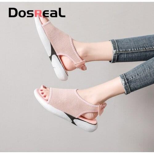 Dosreal Summer Women Sandals Breathable Beach Flat Sandals Woman Cheap Pink White Sport Sandals Butterfly Knot Shoes Ladies