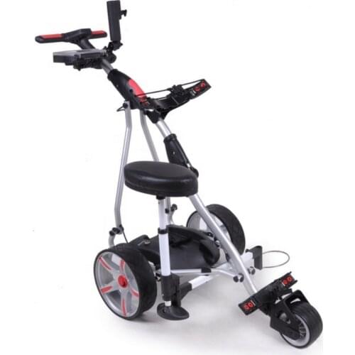 Cheap easy folding green golf ground use electric golf trolley super push golf bag cart