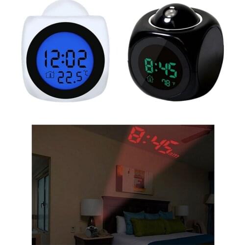 Electronic Clock Digital Alarm Clock Weather Forecast Temperature Controller LCD Display Multi-Function Projector Clock