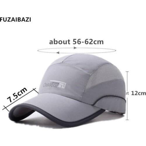 FUZAIBAZI Fashion Summer New Mens Trend Quick-Drying Baseball Caps Adjustable Riding Fishing Sun Protection Snapback Sunhat