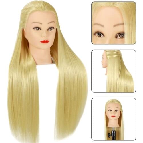60Cm 100% High Temperature Fiber Blonde Hair Mannequin Head Training Head For Hairstyles Braid Hairdressing Manikin Doll Head
