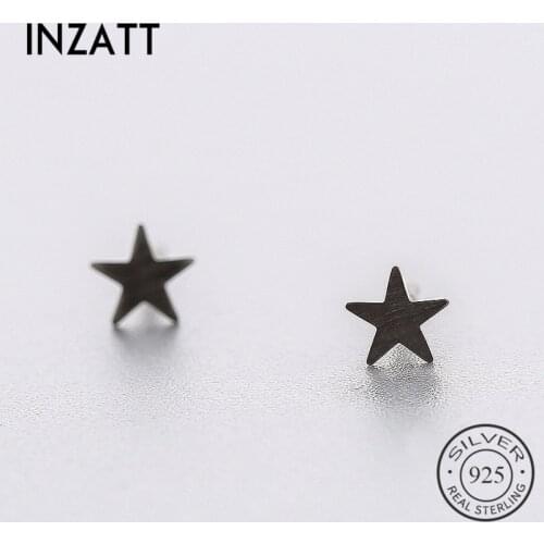 INZATT Vintage Charm Silver 925 Stud Earrings Black Metal Small Star Personalise Jewelry For Women Birthday Party 2018 Gift