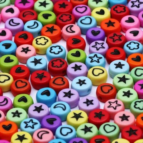 Colorful Mixed Flower Moon Star Heart Acrylic Loose Spacer Beads For Jewelry Making Diy Handmade Charms Bracelet Necklace 4*7mm