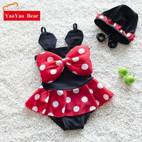 Girls Swimwear Bikini Swimsuit For Lovely Cartoon Mouse Baby Kids With Hat Biquini Infantil Hot Sale Summer Clothes bikinis
