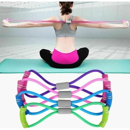 Newest Arrival 8 Shape Yoga Rally Strap Stretch Band Rope Latex Rubber Arm Resistance Fitness Exercise Pilates Yoga Gym