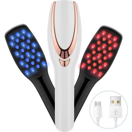 3-IN-1 USB Rechargeable Laser Hair Growth Infrared Electric Massage Anti Hair Loss Phototherapy Scalp Massager Comb LED Light