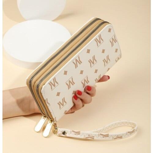 Fashion Ladies Long Wallet 2021 New Double Zipper Mobile Phone Bag Womens Wrist Bag Hand Bag