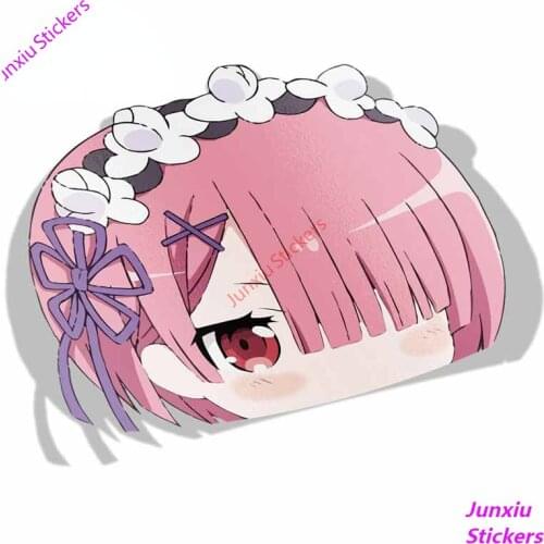 Cartoon Car Sticker Ram Re Zero Peek Anime Big Head Vinyl 3D Stickers JDM Window Trunk Decal SUV Fine Car Accessories KK13x10cm