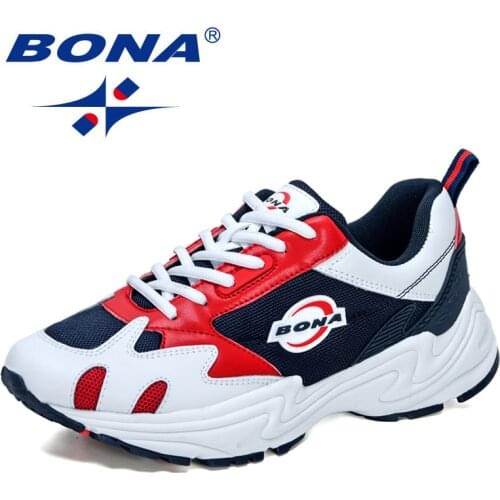 BONA 2021 New Designers Action Leatherf Mesh Running Shoes Men Outdoor Sport Sneakers Light Casual Anti-skid Man Walking Shoes