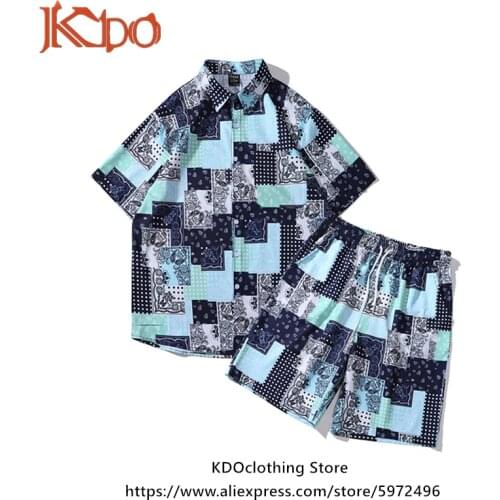 Mens Suit Floral Shirt Hawaiian Beach Shorts Paisley Pattern Printed Summer Clothes New Arrival Short Sleeve Set Street Style M