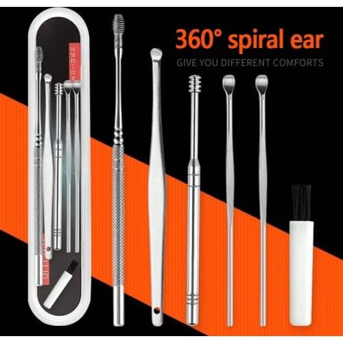 Portable Ear Cleaner Set Ear Cleaning Spiral Earpick Ear Wax Remover Ear Curette Spiral Ear Spoon Earpick Set Ear Cleaning Tools