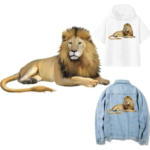 Lion Patch Fusible Iron-on Transfers for Clothing Thermoadhesive Patches on Clothes Diy Textile Stickers Animals Applique Stripe