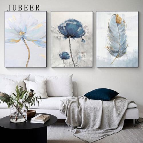 Scandinavian Flower Wall Posters Interior Paintings Abstract Painting Print Feather Room Decor Posters on The Wall Home Decor