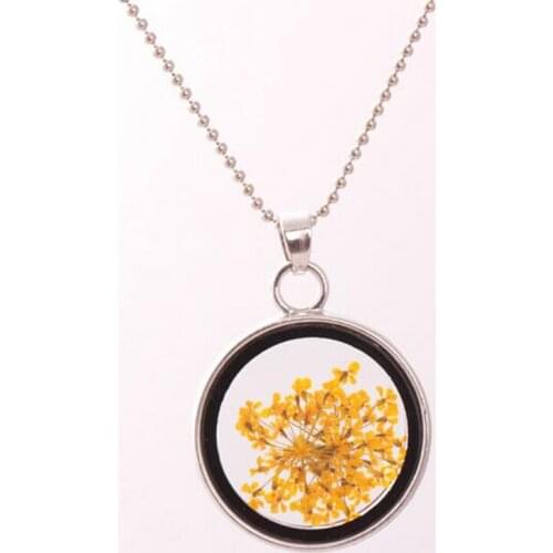 Real Dandelions Seed Floating Locket Necklace Glass Pendant Necklace Womens Novetly Plants Wish Locket Necklaces Jewelry Female