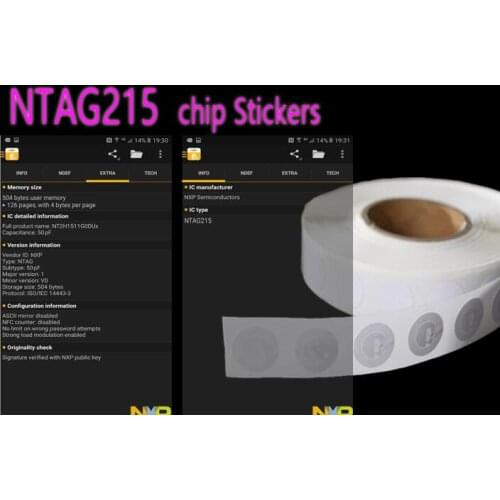 NFC NTAG215 TAG NFC Forum Type 2 Tag All NFC Phone Available NFC Adhesive Labels 100pcs