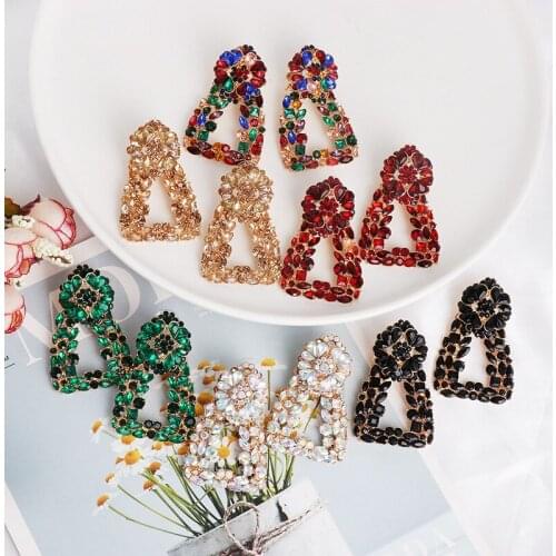 2020 New Brand Statement ZA Earrings Jewelry Women Indian Ethnic Geometric Earrings Femme Luxury Crystal Rhinestone Earrings