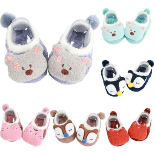 2021New Warm Floor Socks Non-slip Coral Velvet Cartoon Embroidery Baby Socks Kids Toddlers Fashion Newborn Cute First Walkers