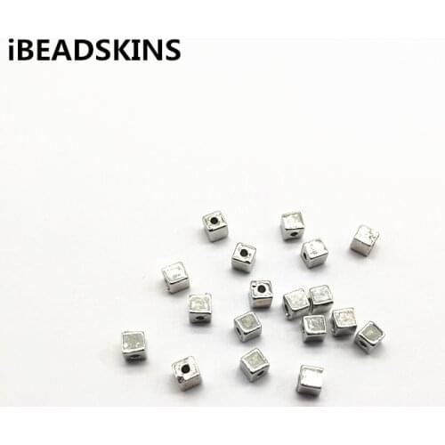 New arrival! 4x4mm Rhodium color 1000pcs CCB Square Shape beads for Earrings parts,hand Made Earrings Findings Jewelry DIY