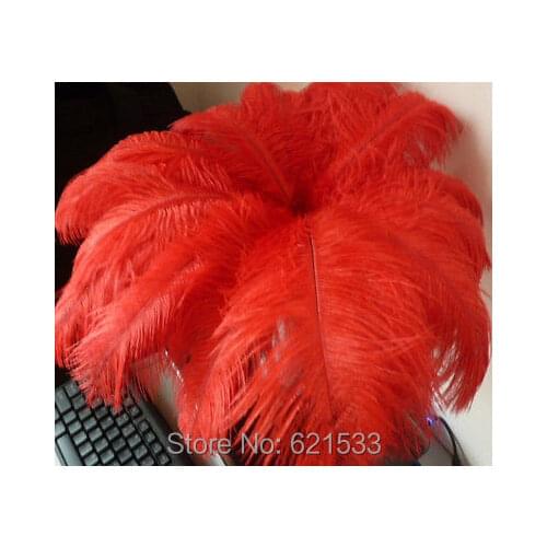 Wholesale!100pcs/lot High Quality Natural Red OSTRICH FEATHERS 12-14inch/30-35cm freeshipping