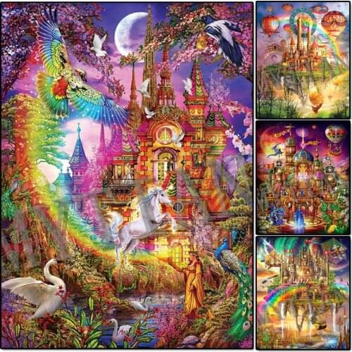 Full square/round 5D DIY diamond painting Fantasy art sceney Sky castle Embroidery Pattern cross stitch kit mosaic home decor