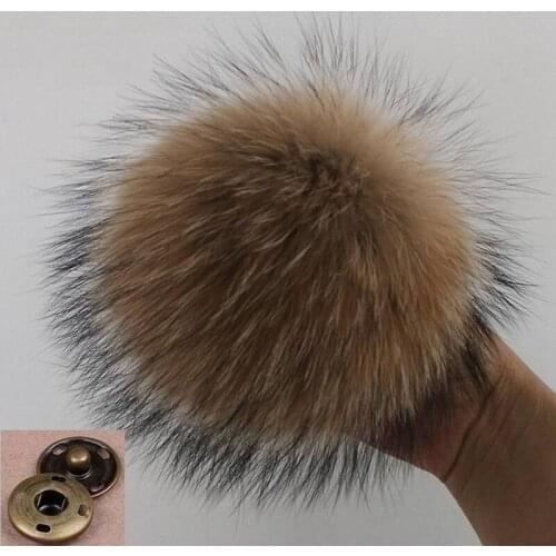 15cm DIY Genuine Real Raccoon Fur Pompom for Women Kids Beanie Hats Caps Big Size Natural Ball For Shoes Caps Bags TWF015