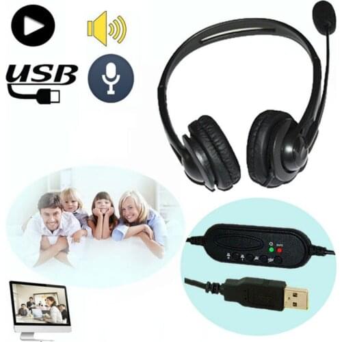 Portable Wired Headset USB 2.0 Call Center Wired With Microphone Headset Headphone For PC Computer Laptop Earphone Accessories