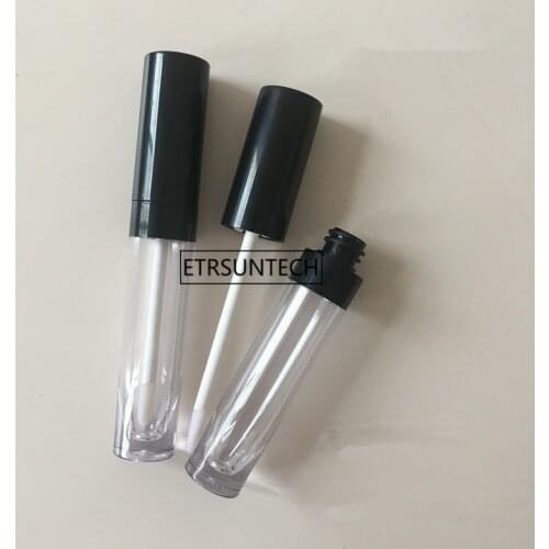 100pcs Empty Makeup Tooles 7ml Lip Balm Bottles Lip Gloss Container With Brush Black Lid Small Refillable F3642