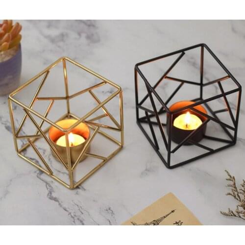 Romantic Candlestick Table Stand Props Durable Iron Structure Wedding Decoration Geometric Shape Candle Holder Home Exquisite