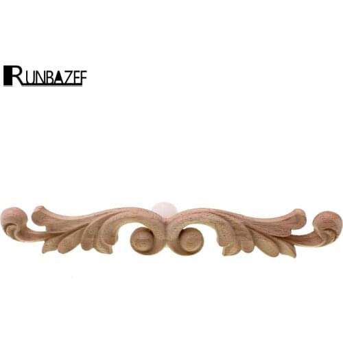 RUNBAZEF Vintage Unpainted Wood Carved Decal Corner Onlay Applique Frame For Home Decor Figurines Miniatures Wedding Decoration