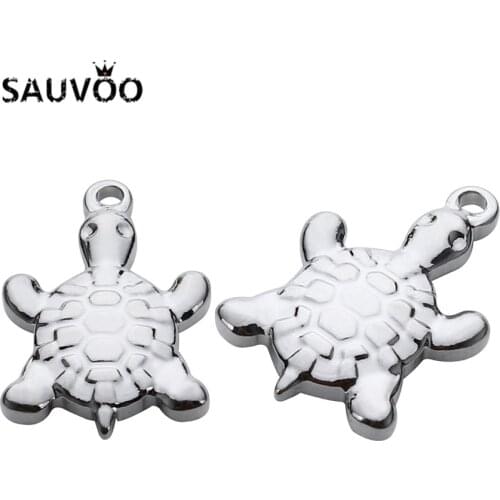 SAUVOO 10Pcs/lot High Polishing Stainless Steel Turtle Dolphin Charms Pendant For Diy Bracelet Jewelry Making Findings